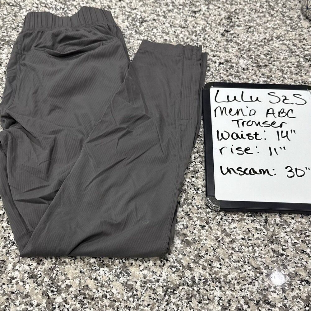 Lululemon Men’s ABC Pull On Trouser Charcoal Grey Faux Fly Zip Ankle 30” Sz S